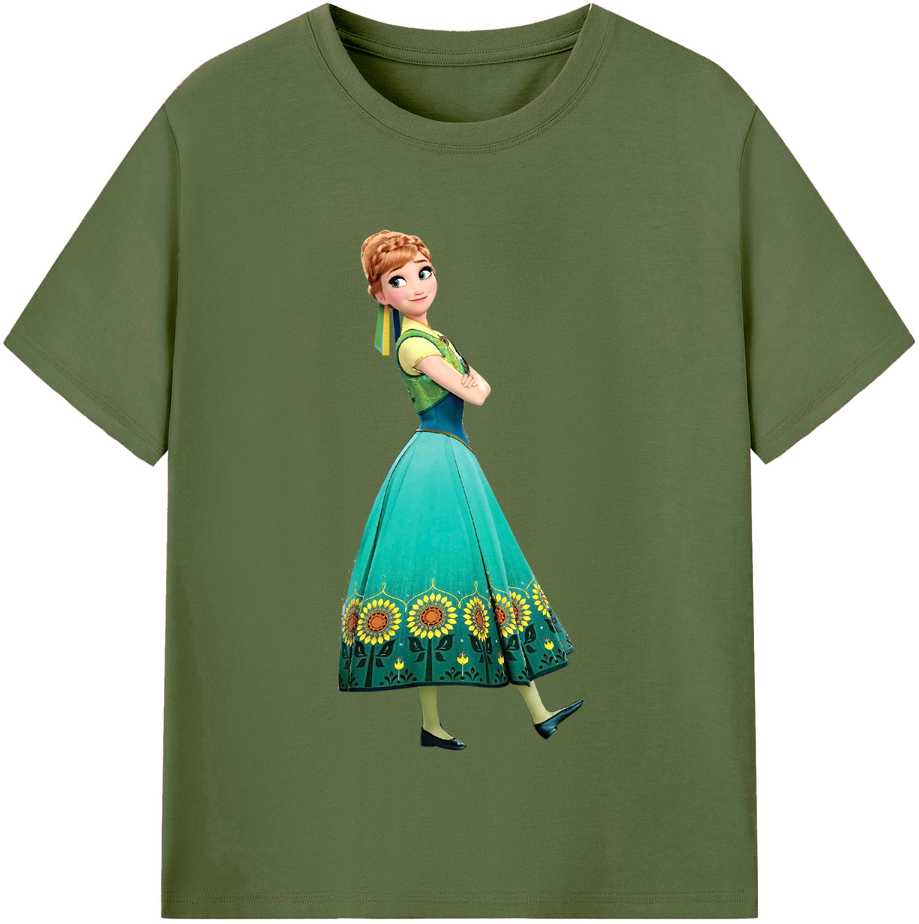 （画像用） アナと雪の女王 アンナ エルサ Frozen Anna Elsa 綿100％半袖Tシャツ（フロントプリント）